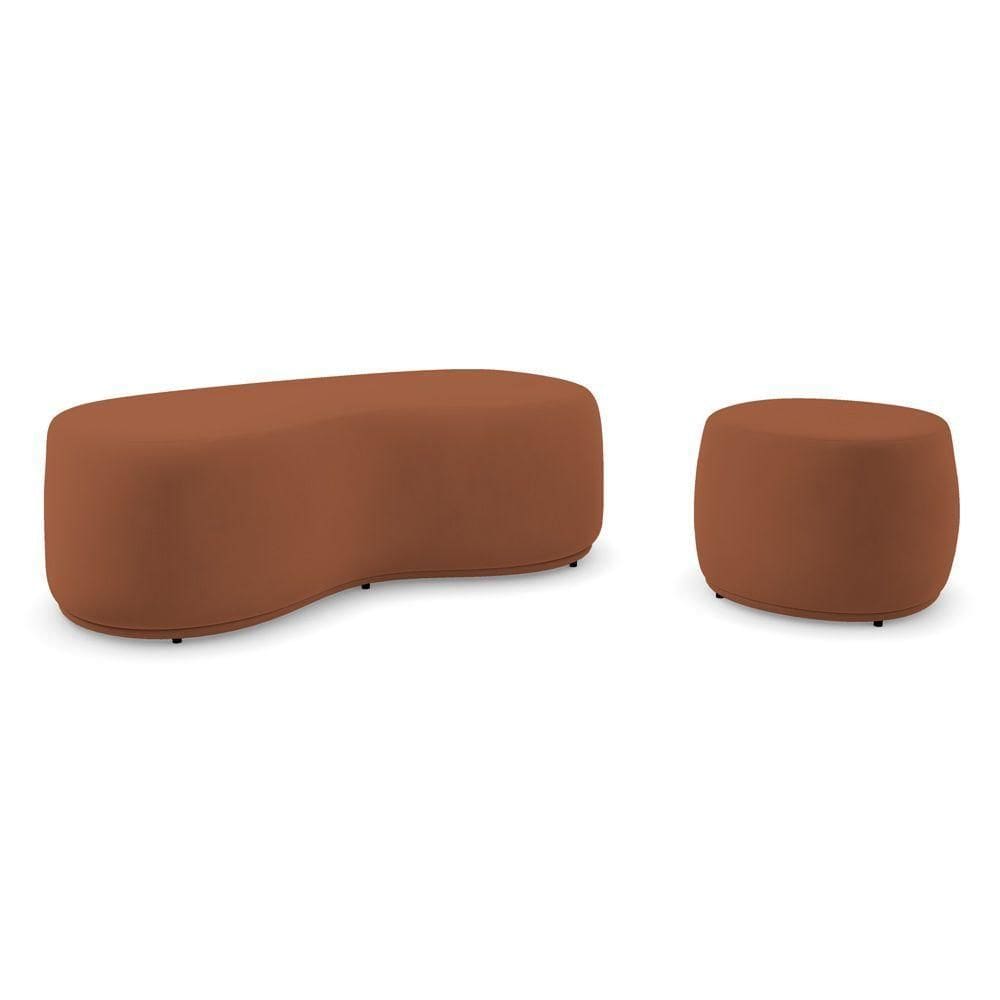 Conjunto 02 Puffs Decorativos Living Aisha Orgânico Veludo Terracota - Desk Design