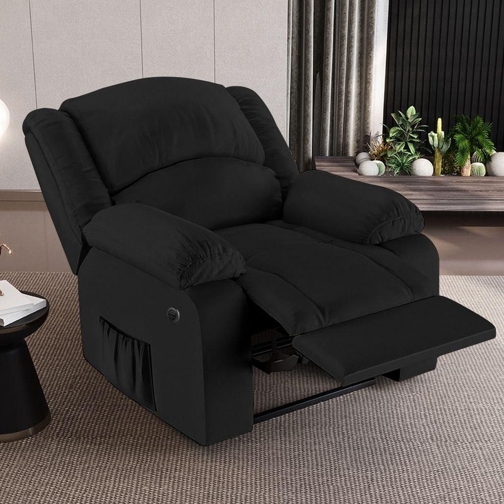 Poltrona Do Papai Reclinável Sala De Cinema Barcelona Elétrica Pu Preto