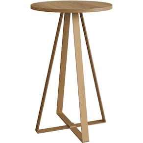 Mesa Lateral Redonda Industrial Artesano 40 Cm (largura) Em Mdp Mel Estrutura Metalica Aço Dourado