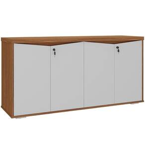 Balcão Para Escritório 04 Portas 160cm Com Chaves Unik A02 Freijó Branco