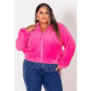 Jaqueta Feminina Plus Size Em Ted Com Zíper