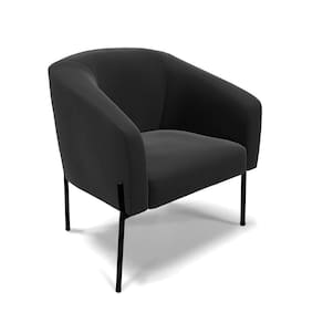 Poltrona Pé De Ferro Preto Sala De Estar Stella Suede Preto D03 - D`rossi