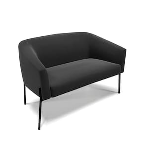 Sofá Namoradeira 2 Lugares Pé De Ferro Preto Stella Suede Preto D03 - D`rossi