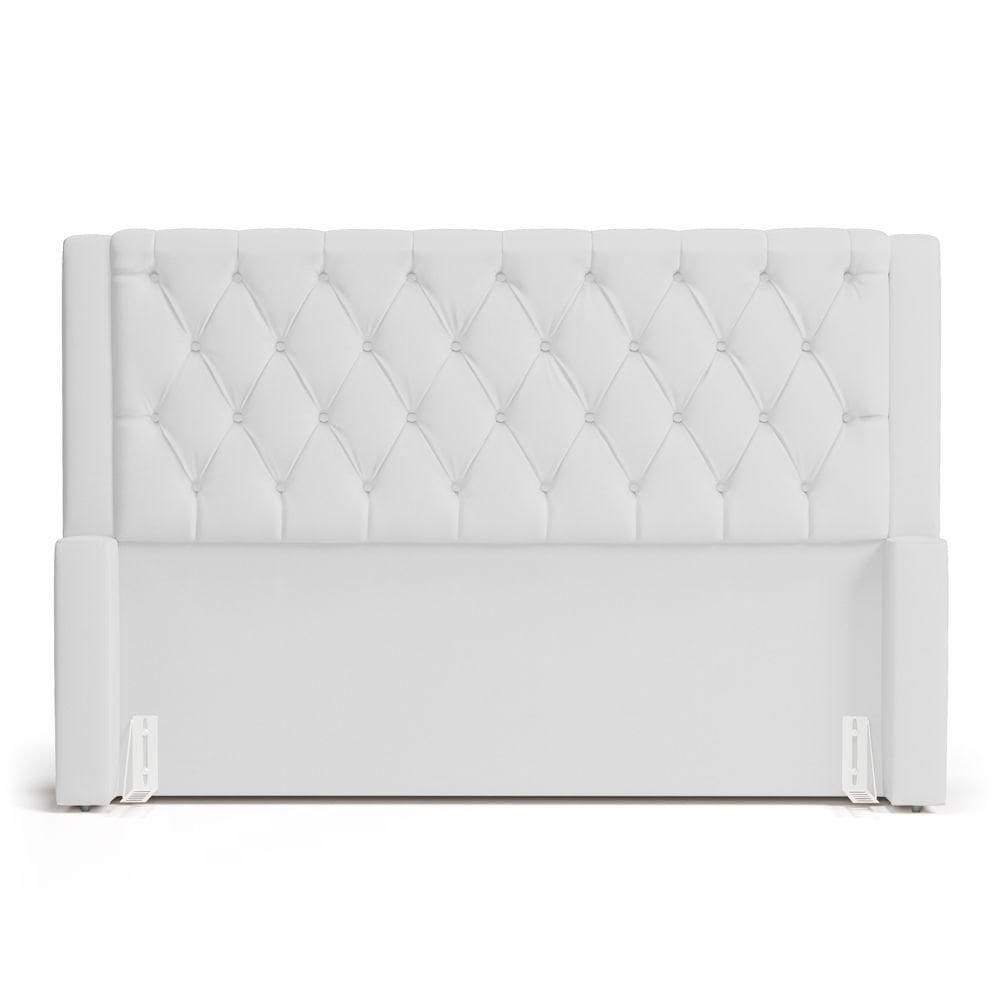 Cabeceira E Calçadeira Báu Queen Size Atena 160cm Capitonê Sintético Branco - Desk Design