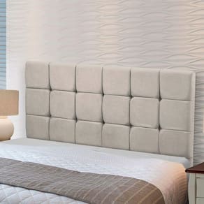Cabeceira Julia 195cm De Largura King Size Veludo Star Confort Bege Marfim