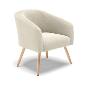Poltrona Stella Bouclê Pés Palito Natural - D`rossi Cor Bege