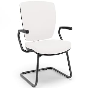 Cadeira De Escritório Fixa Executiva Office Preto Slim Alta Flexi P03 Vinil Branco