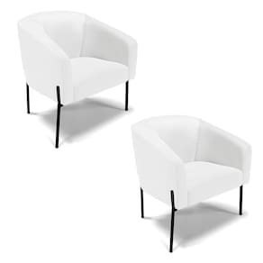 Poltrona Pé De Ferro Preto Kit 2 Stella Corino D03 - D`rossi Cor Branco