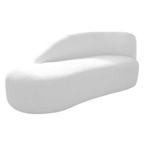 Divã Recamier Curvo Luna 185cm Lado Esquerdo Suede - Adj Decor Cor Branco