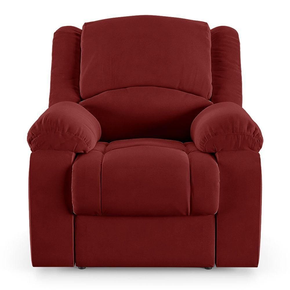 Poltrona Do Papai Reclinável Sala De Cinema Barcelona Elétrica Veludo Vermelho