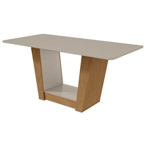Mesa De Jantar Lopas 1,70 Apogeu Com Vidro Incolor Amendoa Clean/off White