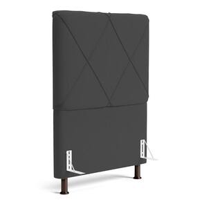 Cabeceira Cama Box Solteiro Mel 90cm Com Frame Veludo Cinza Escuro - Desk Design