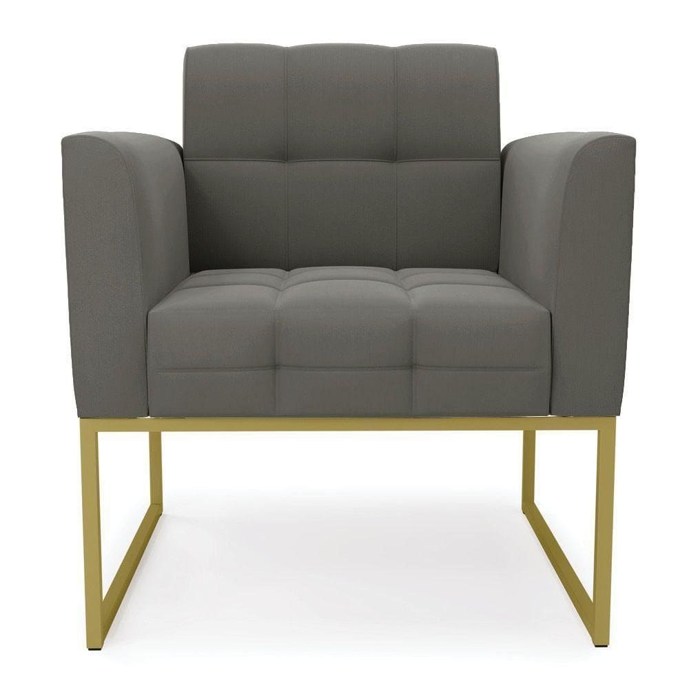 Poltrona Elisa Suede Grafite Base Metálica Industrial Dourada - D`rossi