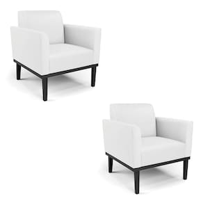 Kit 2 Poltronas Base De Madeira Fixa Preto Marisa Corino D03 - D\`rossi Cor Branco