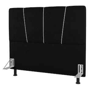 Cabeceira Cama Box Solteiro Amber 90cm Estofada Suede Preto - Abmaza
