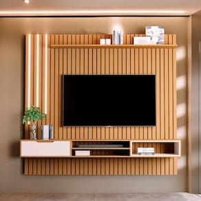 Home para TVs 85" Tucumã 2.3 Nature com LED JB Móveis