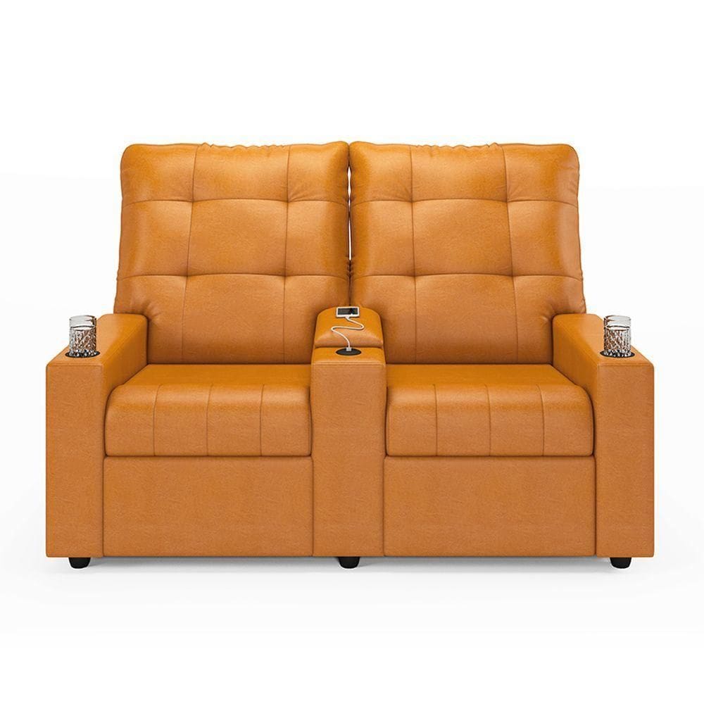 Poltrona Reclinável Para Cinema Parma 2 Lugares Baú Usb Pu Whisky Fh1 - D`rossi