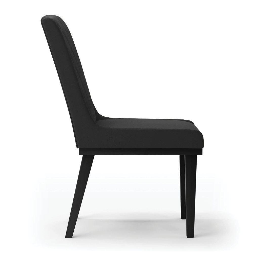 Cadeira Sala De Jantar Base Madeira Preto Sofia Sintético D03 - D`rossi Cor Preto