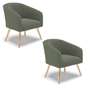 Poltrona Decorativa Pé Palito Natural Kit 2 Stella Bouclê Menta D03 - D`Rossi