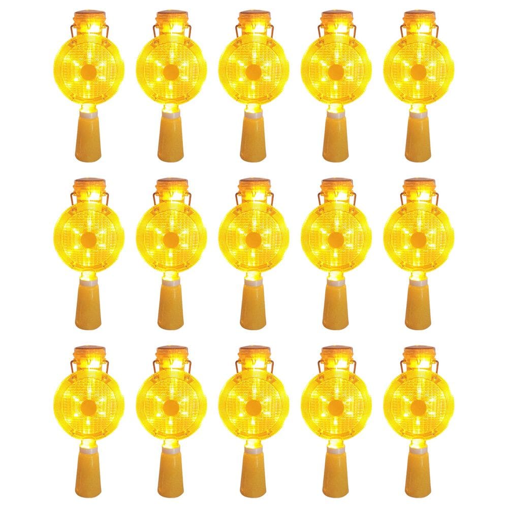 Sinalizador Solar Viario LED Kit 15 Unidades Automatico Cone Sinalizaçao Segurança Obra Rodovia Estrada Rua Fiscalizaçao