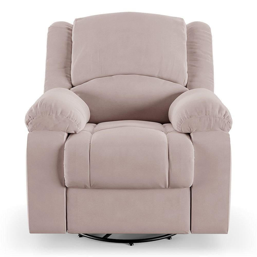 Poltrona Do Papai Reclinável Sala De Cinema Barcelona Glider Manual Giratória Veludo Rosê