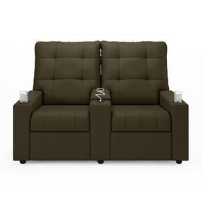Poltrona Reclinável Para Cinema Parma 2 Lugares Baú Usb Veludo Fh1 - D`rossi Cor Capuccino
