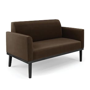 Sofá Namoradeira Base De Madeira Fixa Preto Marisa Suede D03 - D`Rossi Marrom