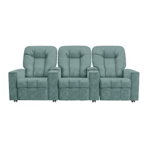 Poltrona Reclinável Para Cinema 3 Lugares Sora Veludo Fh1 - D`rossi Cor Azul Claro