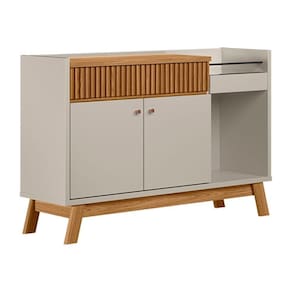 Buffet Aparador Carol 2 Portas Nature E Off White 87x133 Cm L04 - D`rossi