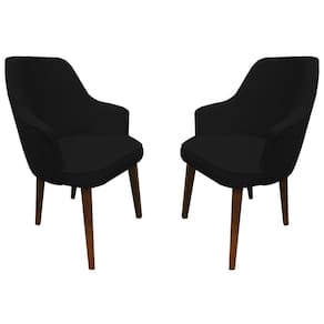 Kit 2 Poltronas Lorem Suede Preto Pés Chanfrado Tabaco C05 - D`rossi