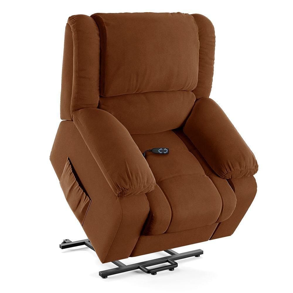 Poltrona Do Papai Reclinável Sala De Cinema Barcelona Elevação Lift Elétrico Veludo Terracota
