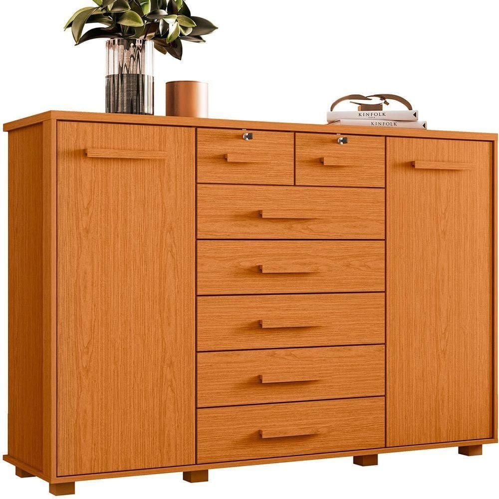 Cômoda Sapateira Grande Para Quarto 7 Gavetas 2 Portas Mdp-mdf Santana Cinamomo