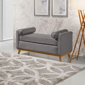Recamier Italia 1,50m Com Base Madeira Linho Sofatec Grafite