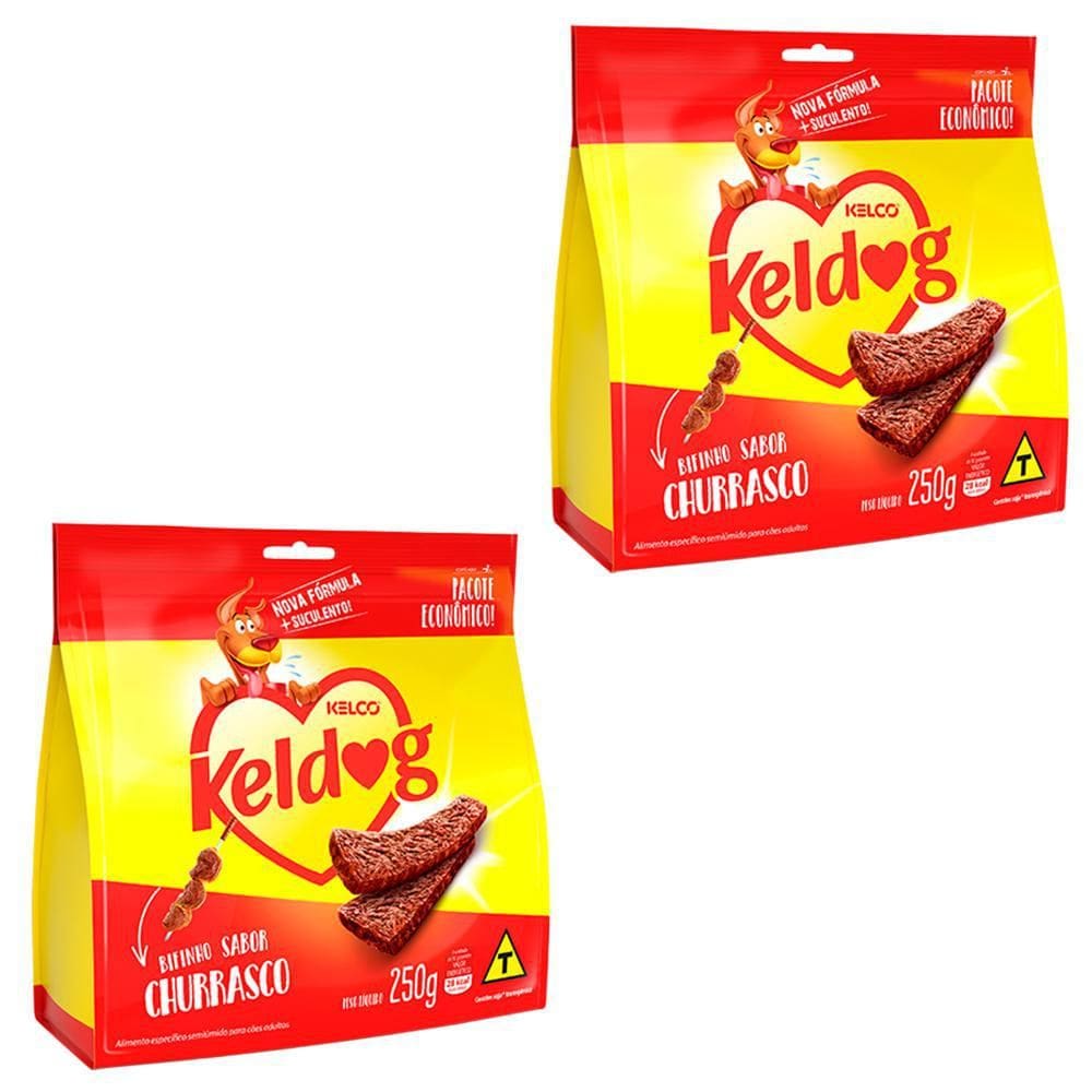 Combo 2Un Bifinho Keldog Cães Sabor Churrasco 250G