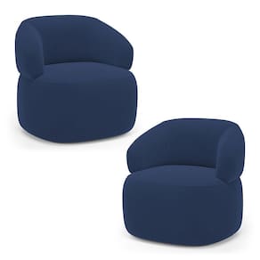 Kit 02 Poltronas Orgânicas Giratória Living Glee Veludo Azul Marinho - Desk Design
