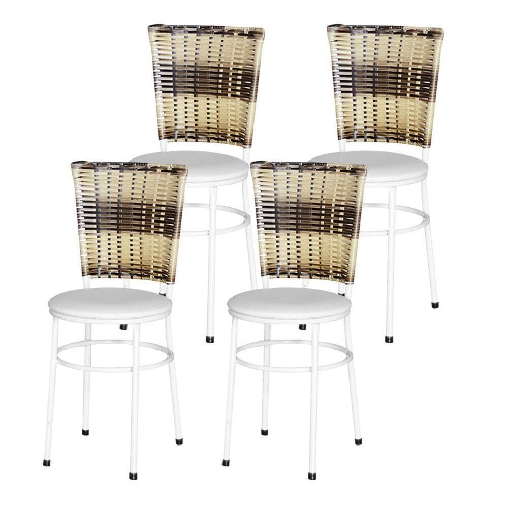 4 Cadeiras Para Mesa Branca Hawai Cappuccino Premium Cor:branco