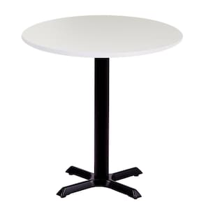 Mesa ômega Em Ferro Preto Pintura 74 Cm (altura) Com Tampo Em Mdp Redonda 60 Cm Branco