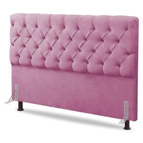 Cabeceira Cama Box Casal Lylla 140cm Capitonê Com Frame Suede Rosa - Desk Design