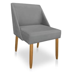 Cadeira Poltona Juliana Suede Grafite Pés Palito Castanho