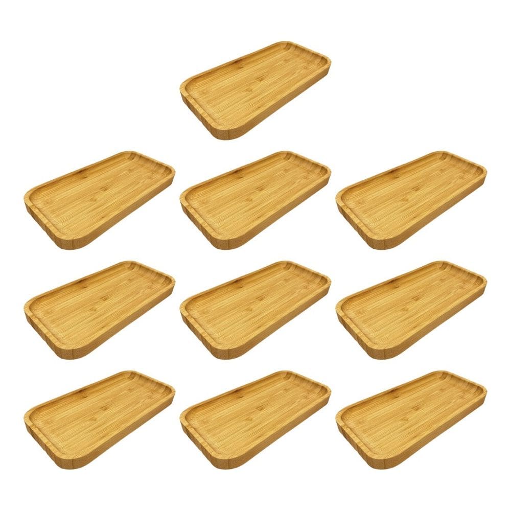 Kit 10 Bandeja De Bambu Retangular Cozinha 20x10cm Petisqueira