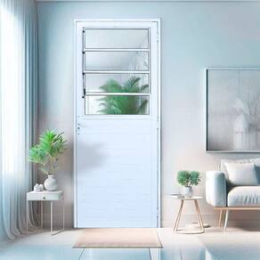Porta Basculante Lambril Alumínio 2,10 X 80 Lado Direito Branco Branco