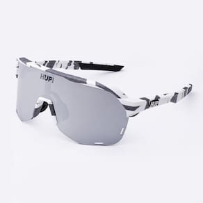 Óculos de Sol HUPI Huez Camo Branco e Cinza- Lente Prata Espelhado