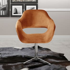 Poltrona Decorativa Zara Pé Giratório de Metal Sala Recepção Terracota