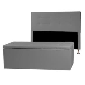 Kit Cabeceira E Calçadeira Baú King 1,95m Berlim Corano - Pallazio Cor Cinza