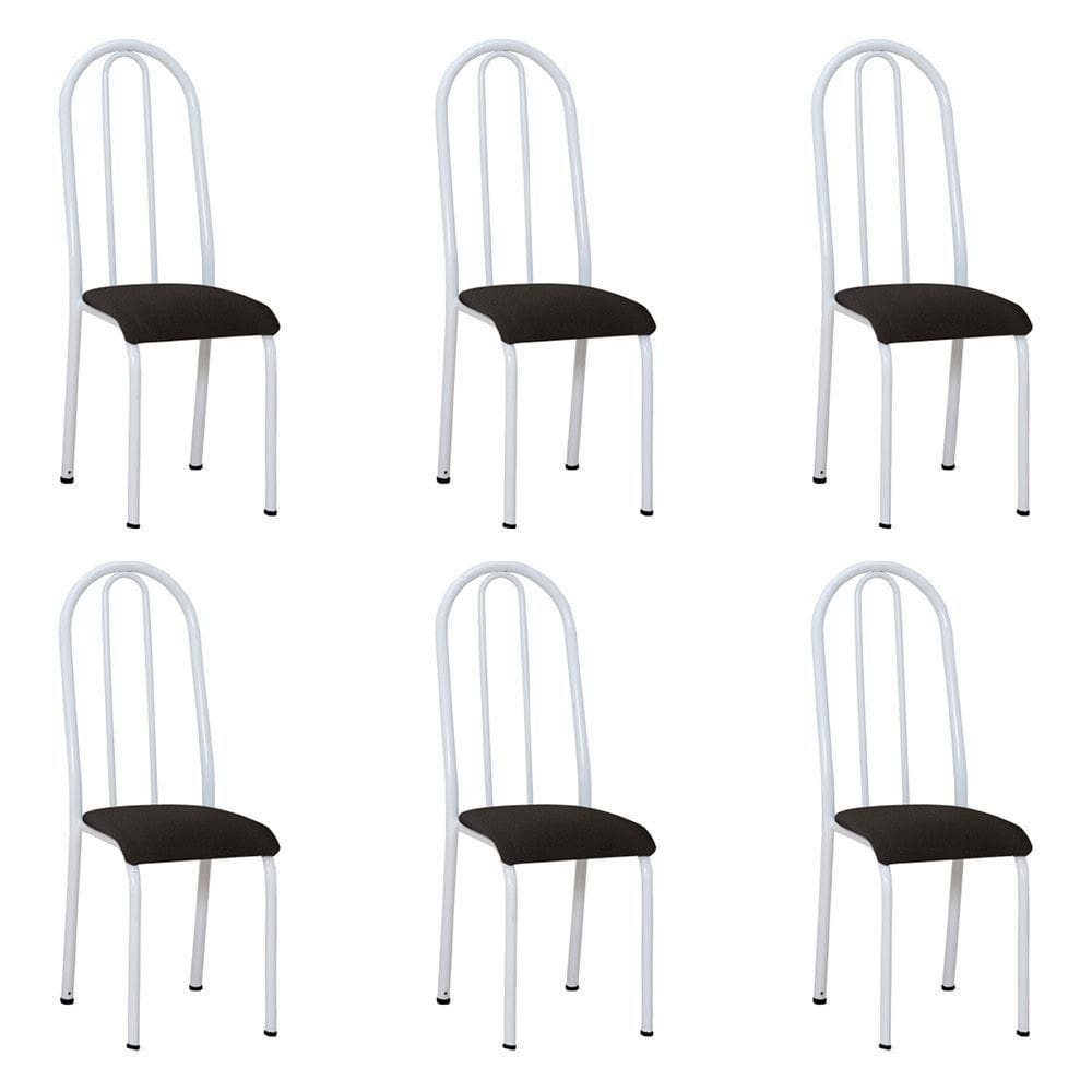 Kit 6 Cadeiras De Cozinha Flórida Estampado Preto Pés De Ferro Branco