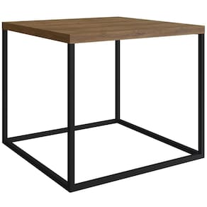 Mesa Lateral Quadrada Cube Artesano 50 Cm (largura) Em Mdp Estrutura Preta Em Aço Vermont