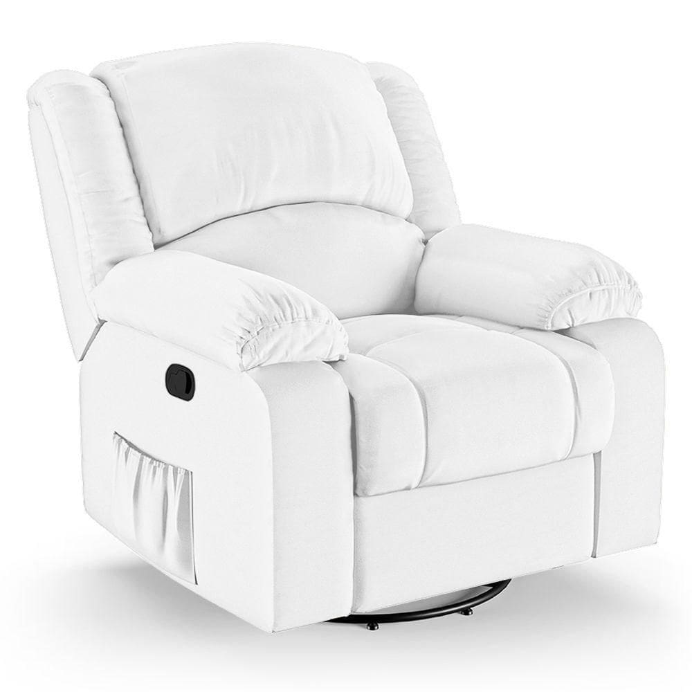 Poltrona Do Papai Reclinável Melim Glider Giratória Massagem Sintético Pu Fh1 - D`rossi Cor Branco
