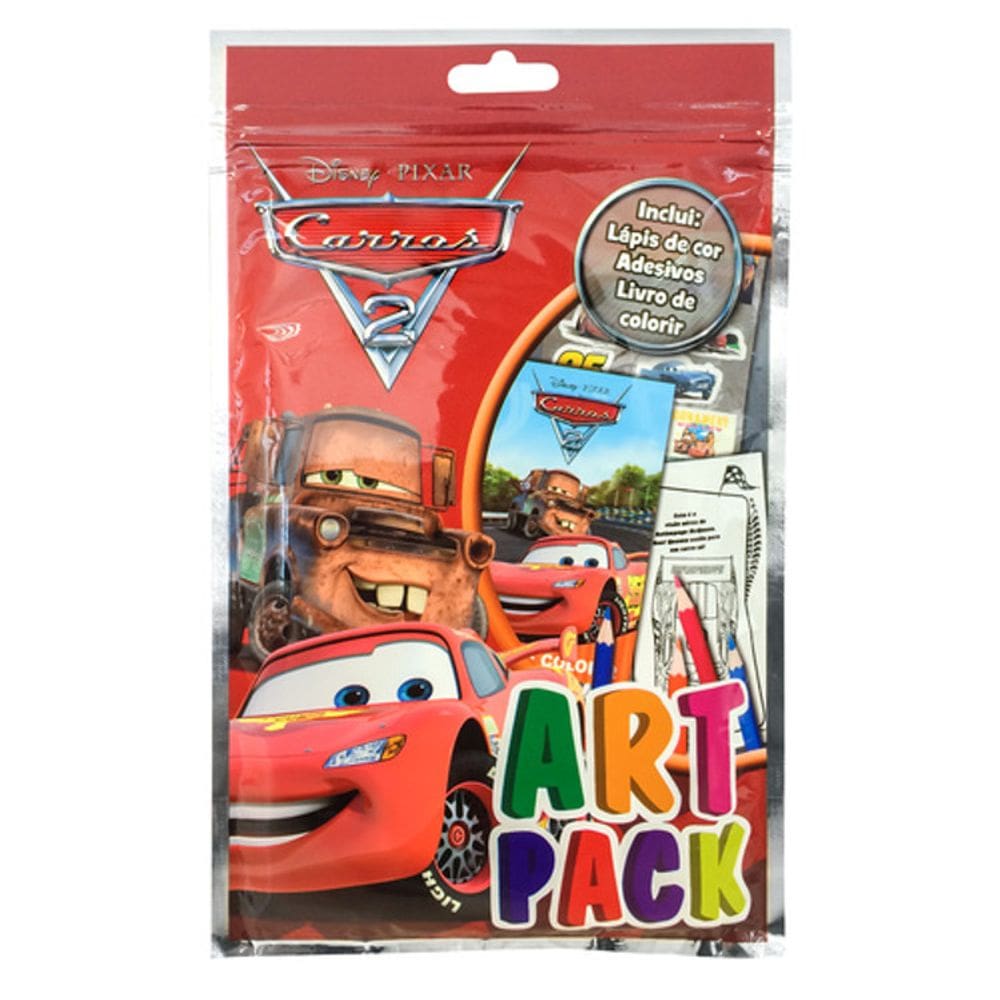 Art Pack - Carros 2 - Lapis De Cor - Adesivos - Livro De Colorir