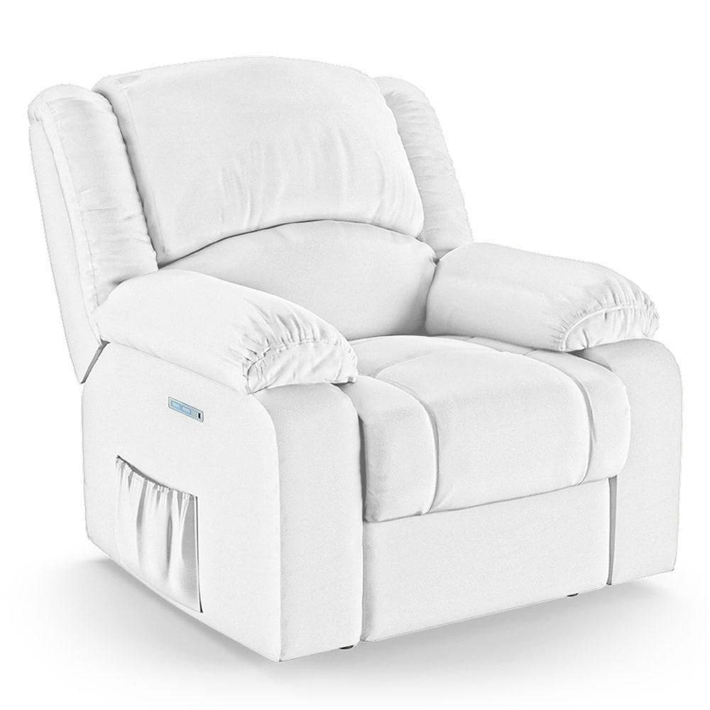 Poltrona Do Papai Reclinável Melim Elétrica Led Sintético Pu Fh1 - D`rossi Cor Branco