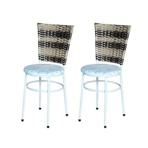 2 Cadeiras Branca Para Cozinha Hawai Cappuccino Premium Assento Floral Cor:floral Gelo